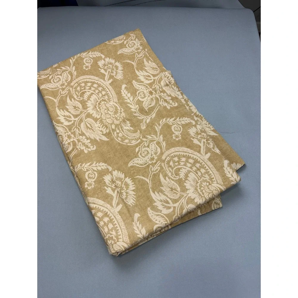 Pottery Barn Paisley Linen Cotton Curtain Panel 50x84 Gold Ochre Floral Lined